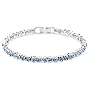 Imber Tennis bracelet, Round cut, Blue, Rhodium plated - Swarovski, 5734239