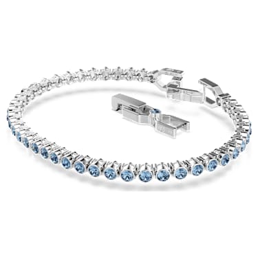 Imber Tennis bracelet, Round cut, Blue, Rhodium plated - Swarovski, 5734239