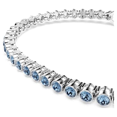 Imber Tennis bracelet, Round cut, Blue, Rhodium plated - Swarovski, 5734239