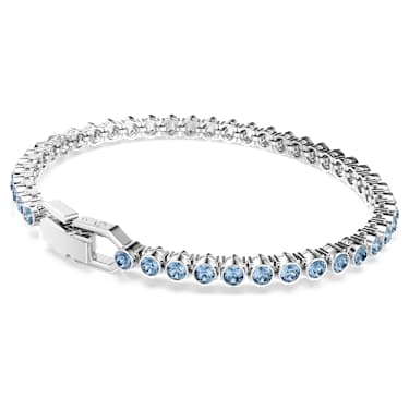 Imber Tennis bracelet, Round cut, Blue, Rhodium plated - Swarovski, 5734239