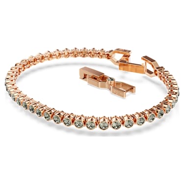 Bransoletka Tennis Imber, Szlif okrągły, Czarna, Powłoka w odcieniu różowego złota - Swarovski, 5734240