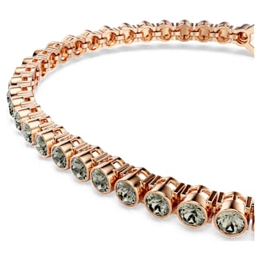 Bransoletka Tennis Imber, Szlif okrągły, Czarna, Powłoka w odcieniu różowego złota - Swarovski, 5734240