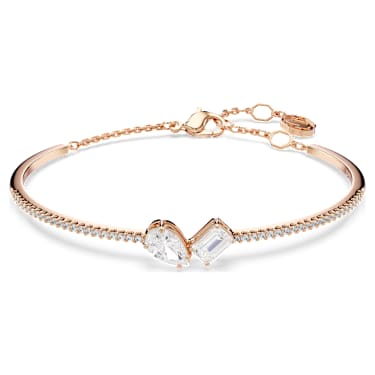 Bracciale rigido Mesmera, Taglio misto, Bianco, Finitura oro rosa 18K - Swarovski, 5734247