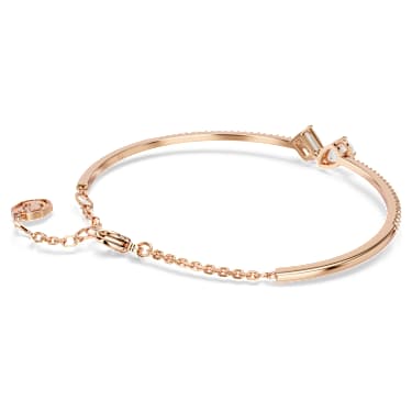 Pevný náramek Mesmera, Různé výbrusy, Bílý, Povrchová úprava z 18k růžového zlata - Swarovski, 5734247