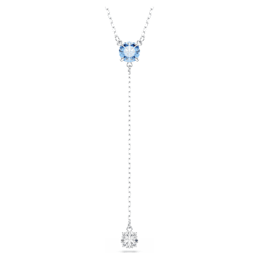 Stilla Attract Y字型ネックレス, ラウンドカット, ブルー, ロジウム・プレーティング - Swarovski, 5734249