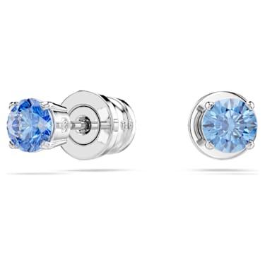 Stilla Attract stud earrings, Round cut, White, Rhodium plated - Swarovski, 5734250