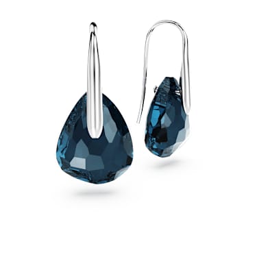Swarovski 青色クリスタル ドロップ型ピアス Millenia ドロップピアス, スクエア・カット, ブルー, ロジウム