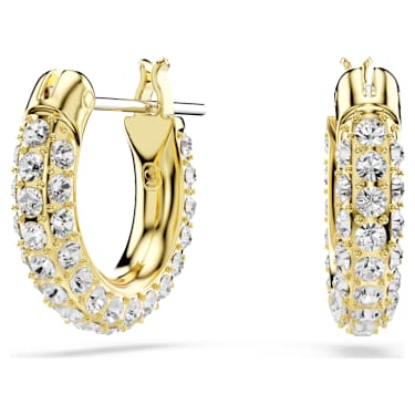 Anneaux d'oreilles Dextera, Pavé, Mini, Blanches, Placage de ton or - Swarovski, 5734275