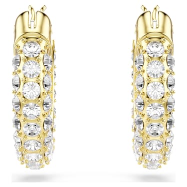 Anneaux d'oreilles Dextera, Pavé, Mini, Blanches, Placage de ton or - Swarovski, 5734275