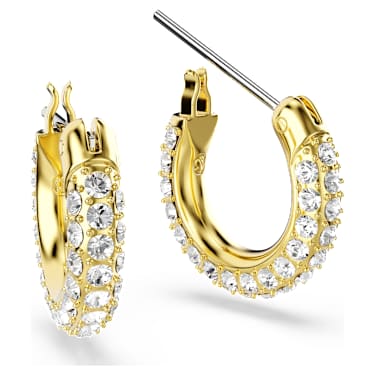 Anneaux d'oreilles Dextera, Pavé, Mini, Blanches, Placage de ton or - Swarovski, 5734275