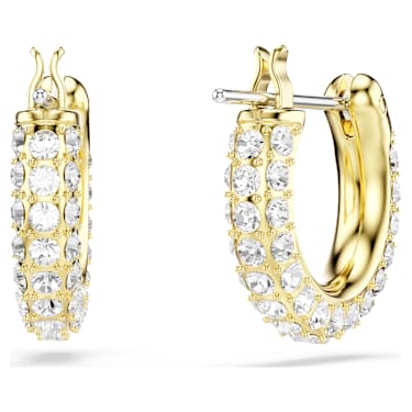 Anneaux d'oreilles Dextera, Pavé, Mini, Blanches, Placage de ton or - Swarovski, 5734275