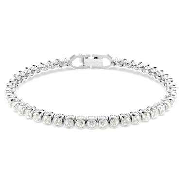 Imber Emily Tennis 手鏈, 圓形切割, 白色, 鍍白金色 - Swarovski, 5734279