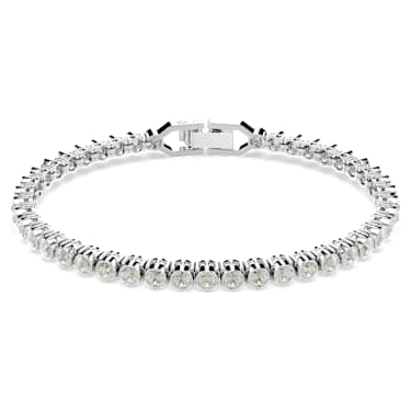Imber Emily Tennis 手鏈, 圓形切割, 白色, 鍍白金色 - Swarovski, 5734279