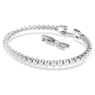 Imber Emily Tennis 手鏈, 圓形切割, 白色, 鍍白金色 - Swarovski, 5734279
