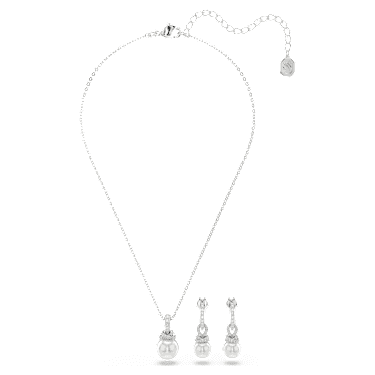 Conjunto Originally, Pavé, Crystal Pearl, Branco, Lacado a ródio