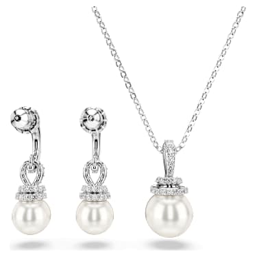 Originally set, Pavé, Crystal pearl, White, Rhodium plated | Swarovski