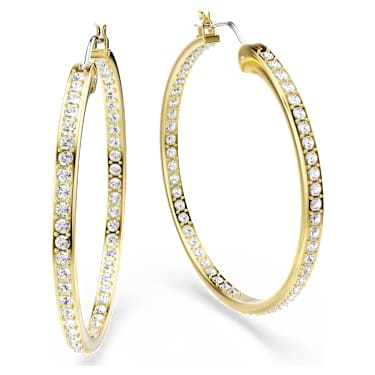Brincos argola Sommerset, Brancos, Acabamento em ouro de 18 quilates - Swarovski, 5734281