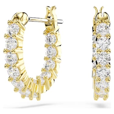 Matrix Vittore karika fülbevaló, Körmetszéses, Fehér, Aranytónusú bevonattal - Swarovski, 5734475