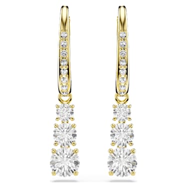 Stilla Attract hoop earrings, Round cut, White, Gold-tone plated - Swarovski, 5734480
