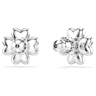 Symbolica stud earrings, Clover, Blue, Rhodium plated - Swarovski, 5734545