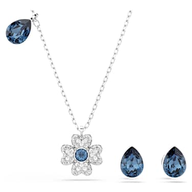 Symbolica set, Clover, Blue, Rhodium plated - Swarovski, 5734546
