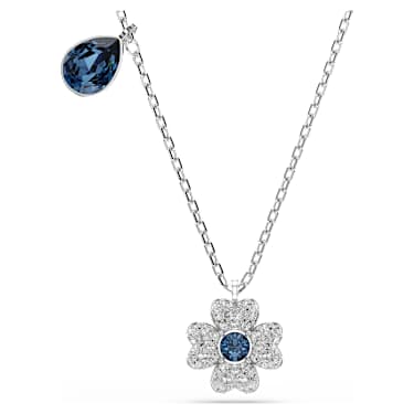 Symbolica necklace, Clover, Blue, Rhodium plated - Swarovski, 5734553