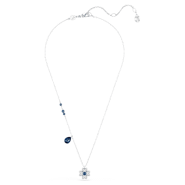 Symbolica necklace, Clover, Blue, Rhodium plated - Swarovski, 5734553