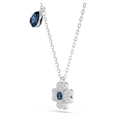 Symbolica necklace, Clover, Blue, Rhodium plated - Swarovski, 5734553