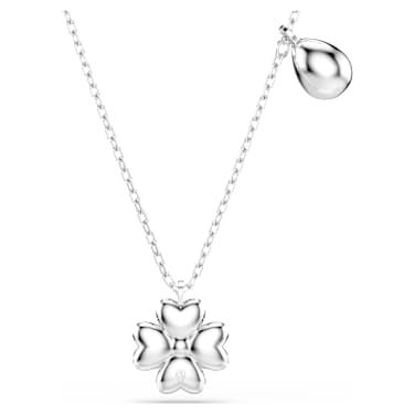 Symbolica necklace, Clover, Blue, Rhodium plated - Swarovski, 5734553