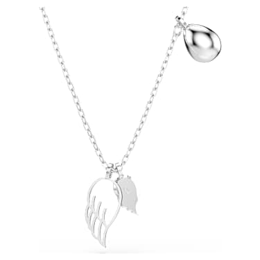 Symbolica necklace, Wings, Blue, Rhodium plated - Swarovski, 5734554