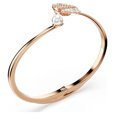 Dancing Swan bangle, Swan, Red, Rose gold-tone plated - Swarovski, 5734556