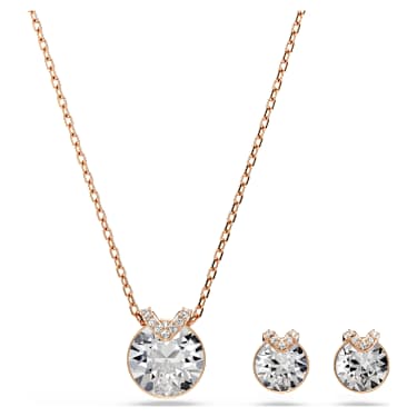 Bella V 세트, 라운드 컷, 화이트, 로즈골드 톤 플래팅 - Swarovski, 5734674