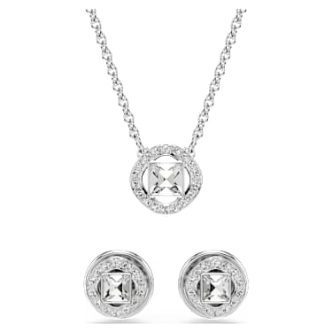 Una Angelic szett, Körmetszéses, Fehér, Ródium bevonattal - Swarovski, 5734678