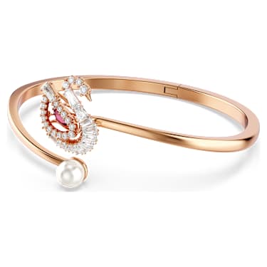 Dancing Swan 手镯, 天鹅, 红色, 镀玫瑰金色调 - Swarovski, 5734988