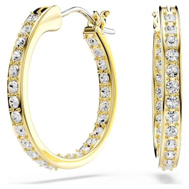 Sommerset hoop earrings, Small, White, Gold-tone plated - Swarovski, 5735020