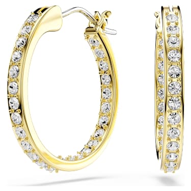 Sommerset ต่างหูแบบห่วง, ขนาดเล็ก, ขาว, ตกแต่งผิวด้วยทองคำ 18K - Swarovski, 5735020