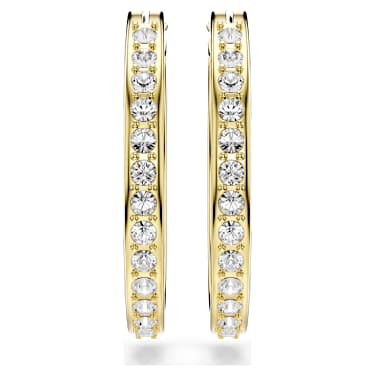 Sommerset hoop earrings, Small, White, Gold-tone plated - Swarovski, 5735020