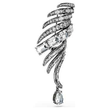 The Vienna Collection brooch, Feather, White, Ruthenium plated - Swarovski, 5735193