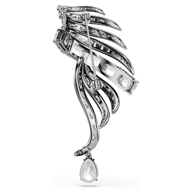 The Vienna Collection brooch, Feather, White, Ruthenium plated - Swarovski, 5735193