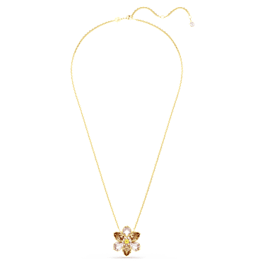 Idyllia pendant and brooch, Mixed cuts, Flower, Multicolored, Gold-tone plated - Swarovski, 5735227