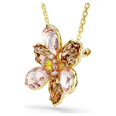 Idyllia pendant and brooch, Mixed cuts, Flower, Multicolored, Gold-tone plated - Swarovski, 5735227