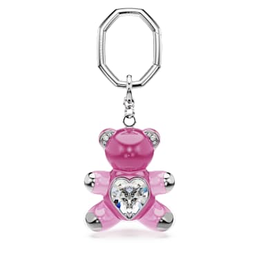 Teddy キーリング, クマ, ピンク, ロジウム・プレーティング | Swarovski