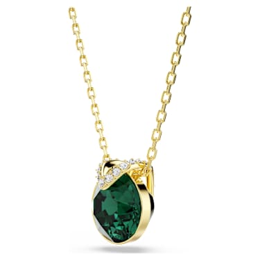 Bella V medál, Körmetszéses, Zöld, 18 kt-os aranybevonat - Swarovski, 5735387