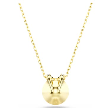 Bella V pendant, Round cut, Green, 18K gold finish - Swarovski, 5735387