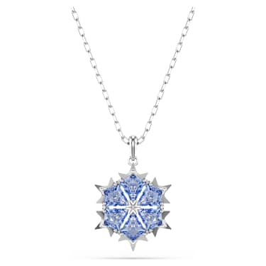 Colgante Magic, Copo de nieve, Azul, Baño de rodio - Swarovski, 5735399