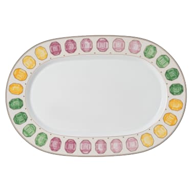 Idyllia platter, Porcelain, Crystal print motif, Gemstone, Large, Multicolored - Swarovski, 5735521