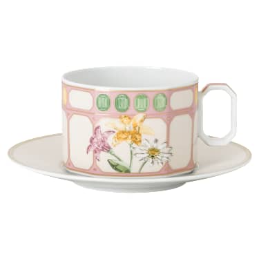 Idyllia teacup with saucer, Porcelain, Crystal print motif, bouquet, Multicoloured - Swarovski, 5735524