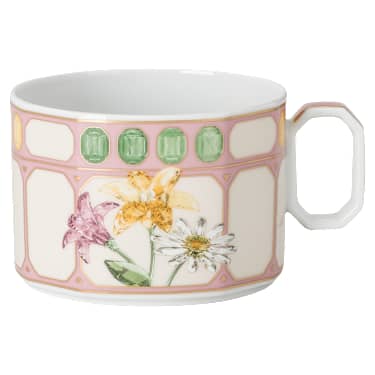 Idyllia teacup with saucer, Porcelain, Crystal print motif, bouquet, Multicoloured - Swarovski, 5735524