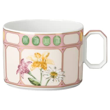 Idyllia combi cup with saucer, Porcelain, Crystal print motif, Bouquet, Multicolored - Swarovski, 5735525