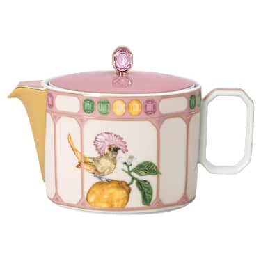 Idyllia teapot, Porcelain, Crystal print motif, Flycatcher, Small, Multicolored - Swarovski, 5735526